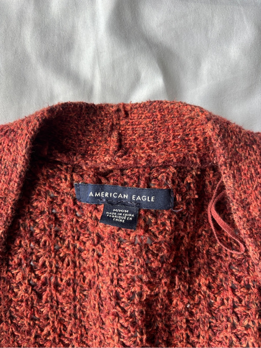American Eagle Outfitters Burnt Orange Textured Knit Cardigan - Picture 2 of 3